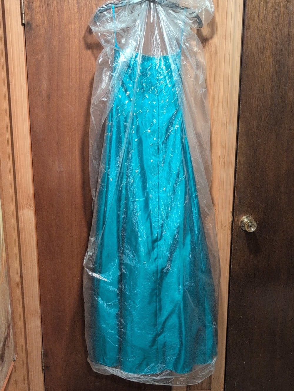 Girls Teal Sparkle Bodice Prom Dress